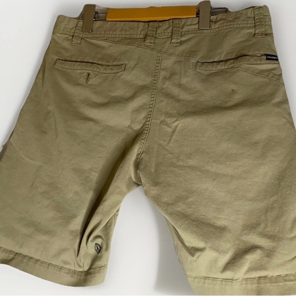 Volcom Stone Chino Shorts Khaki Brown Men's Size 34 Waist 10” Inseam Stretch Zip - Picture 2 of 9